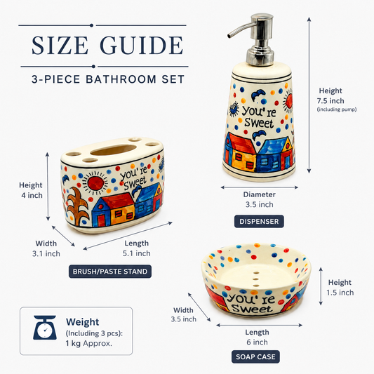 You’re Sweet Ceramic Bathroom Set | 3 Piece Cute Bathroom Accessories with Soap Dispenser