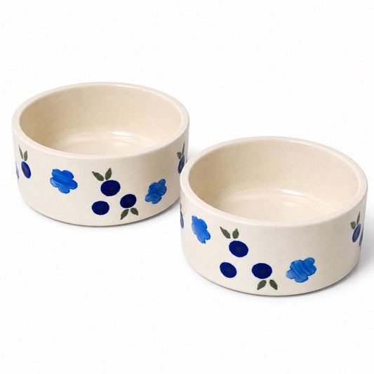Blue floral ceramic serving bowl set of 2