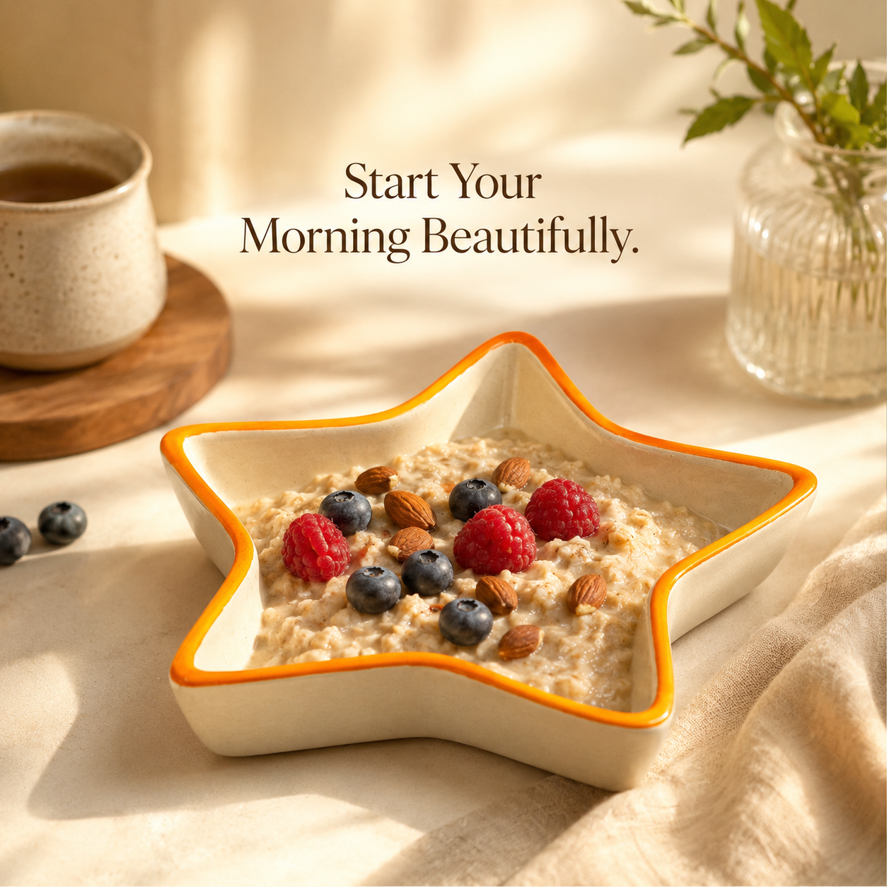 Orange Star Shaped Ceramic Bowl | Botanical Snack, Dry Fruit & Serving Dish