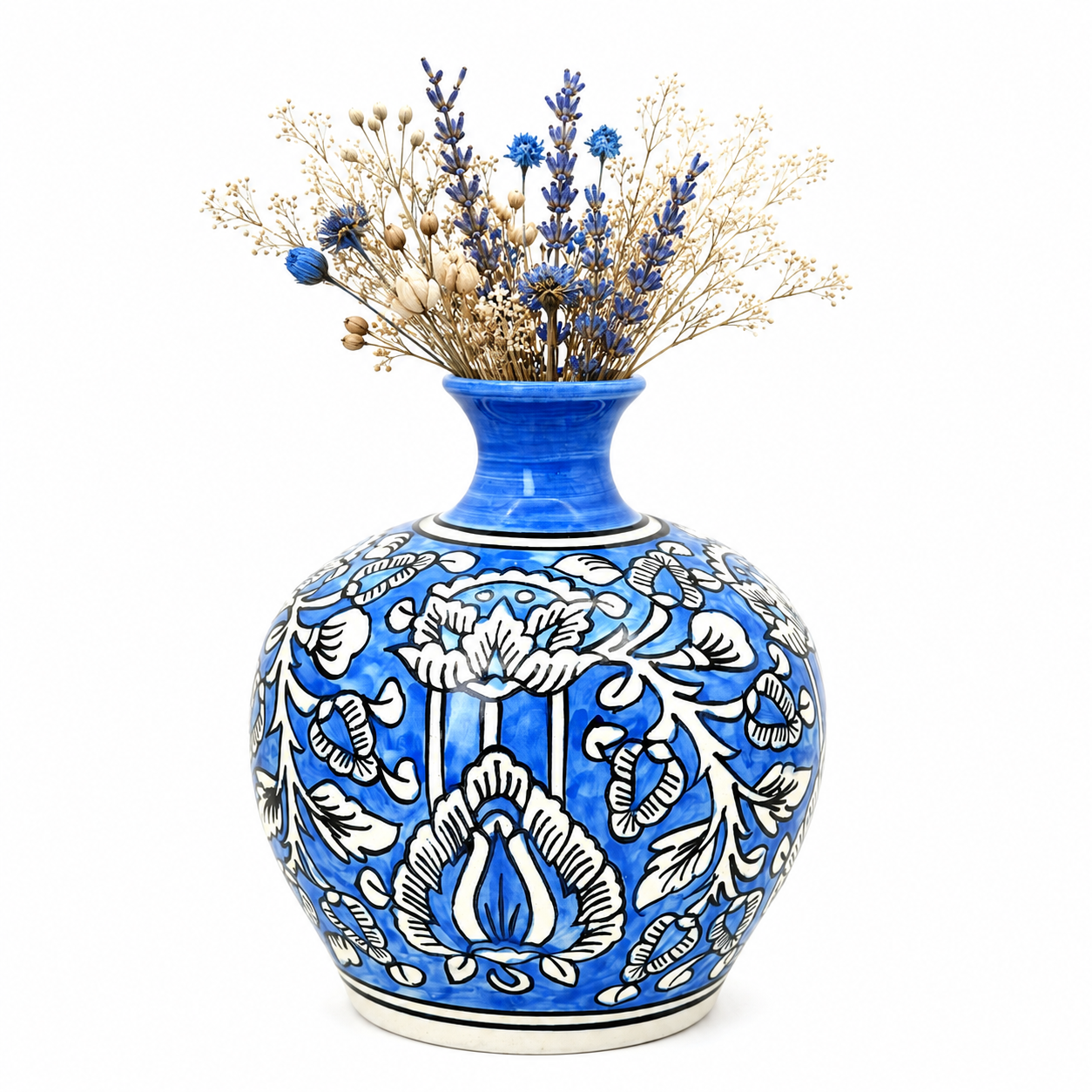 Sky Bloom Blue Ceramic Flower Vase for Home Decor