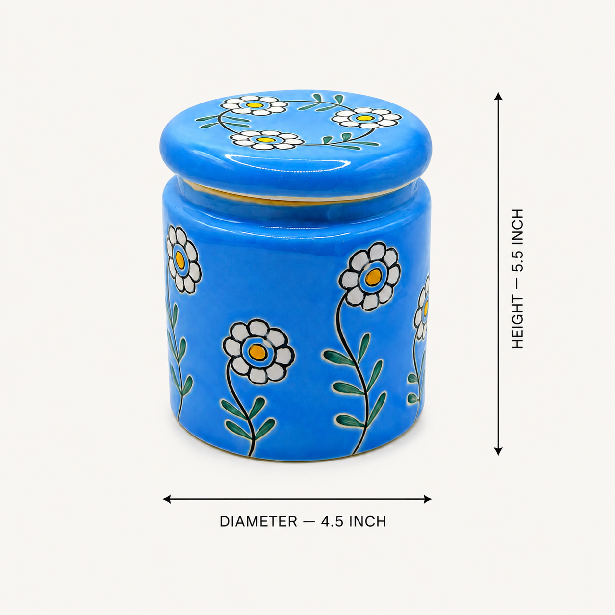 Blue Floral Ceramic Storage Jar with Lid | Decorative Kitchen & Pantry Container