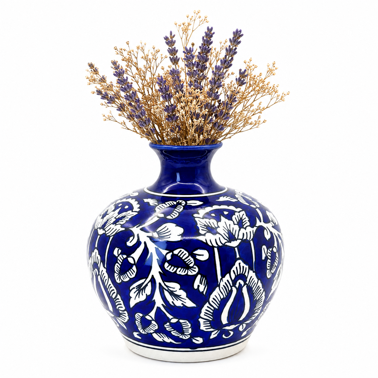 Midnight Bloom Navy Blue Ceramic Flower Vase