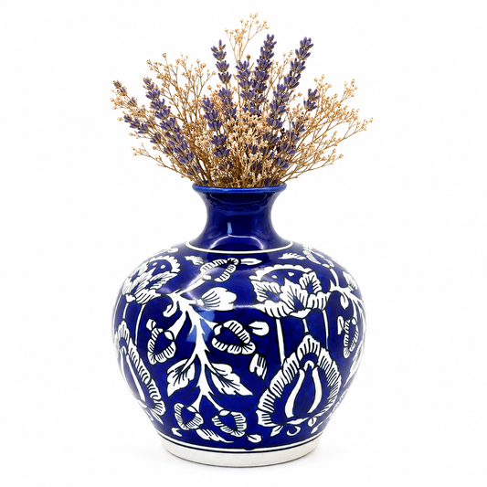 Midnight Bloom Navy Blue Ceramic Flower Vase