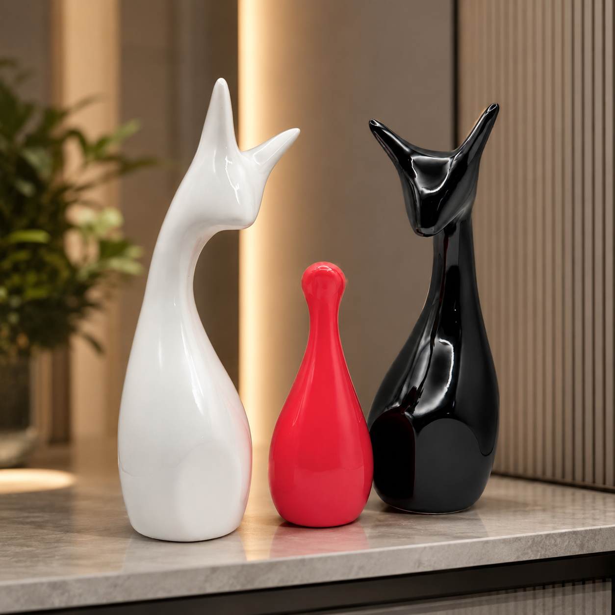 Ceramic Deer Family Showpiece Set of 3 | Modern Home Décor Figurines