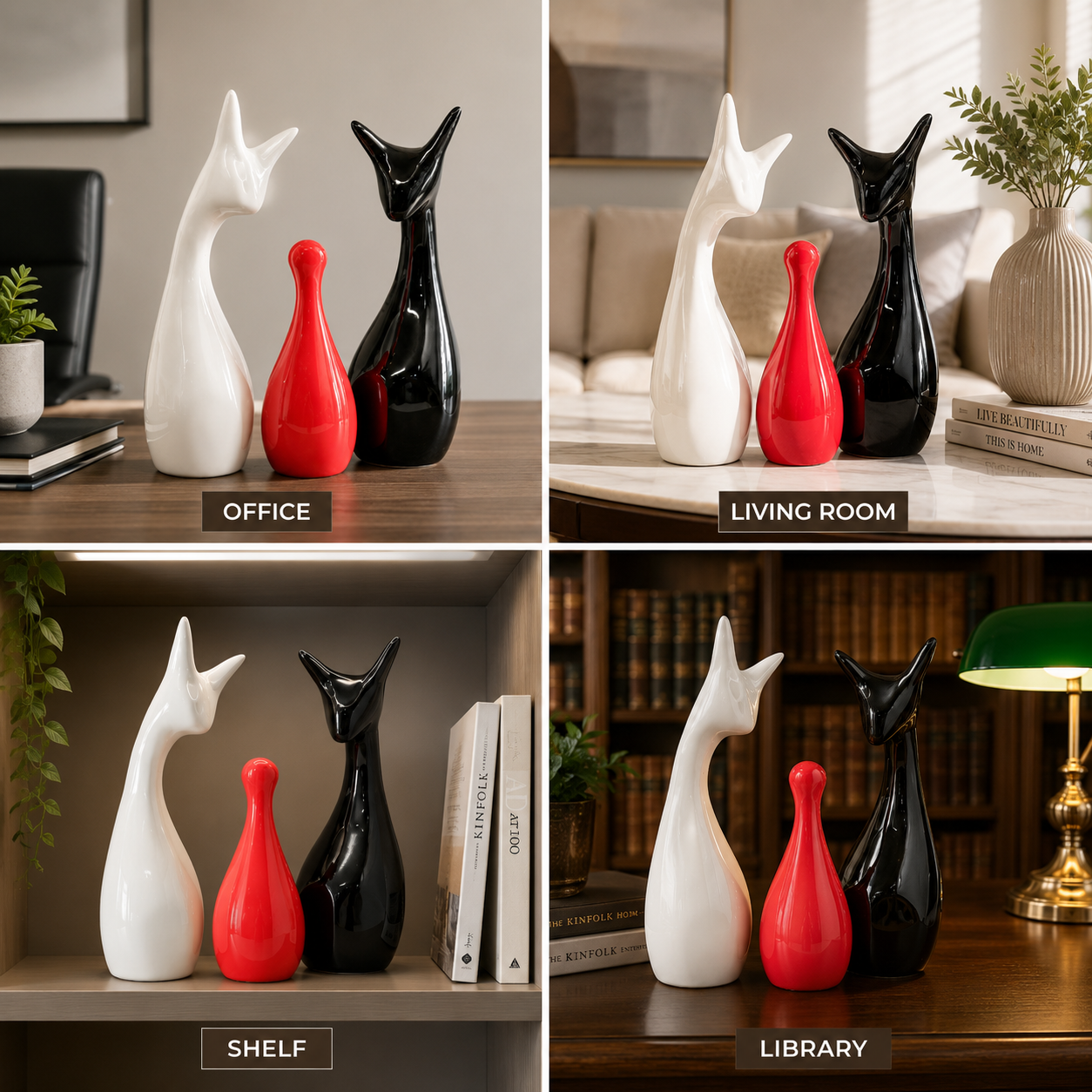 Ceramic Deer Family Showpiece Set of 3 | Modern Home Décor Figurines