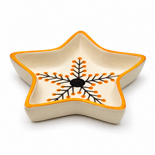 Orange Star Shaped Ceramic Bowl | Botanical Snack, Dry Fruit & Serving Dish