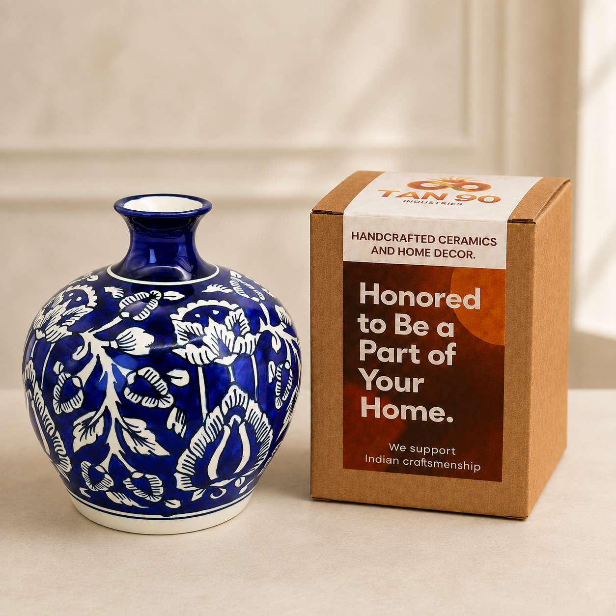Midnight Bloom Navy Blue Ceramic Flower Vase