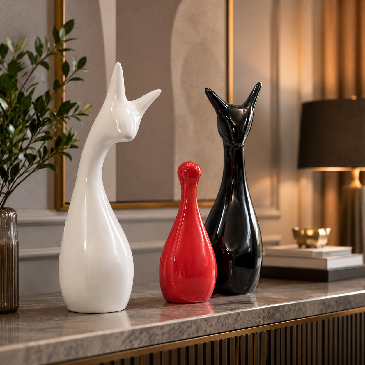 Ceramic Deer Family Showpiece Set of 3 | Modern Home Décor Figurines