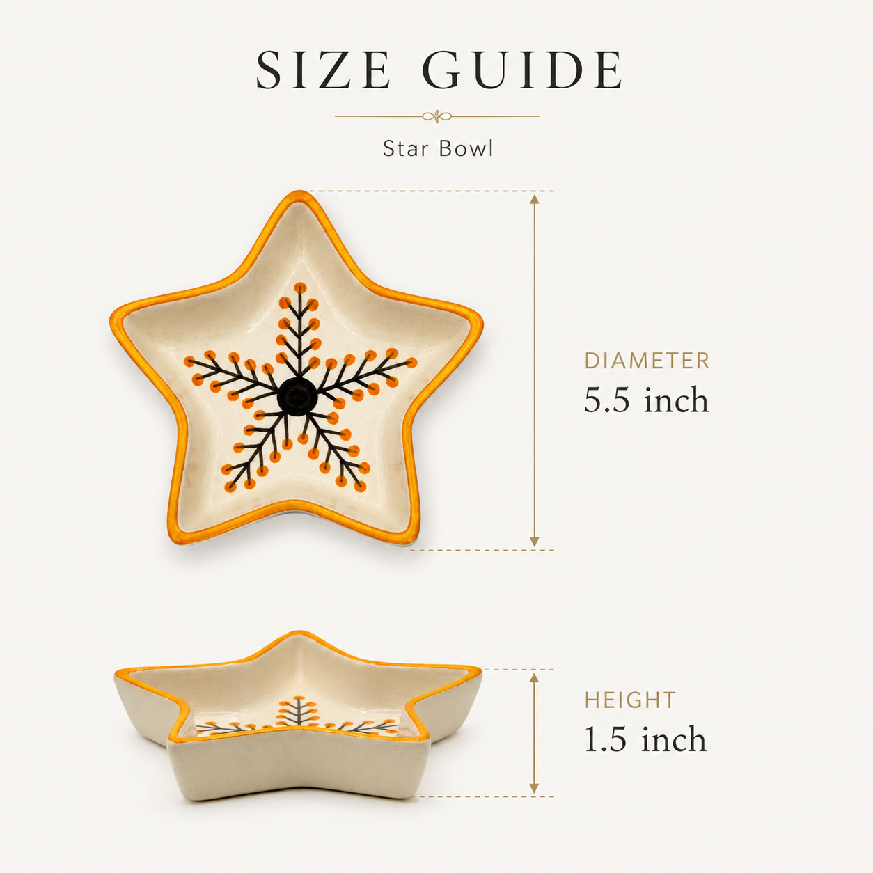 Orange Star Shaped Ceramic Bowl | Botanical Snack, Dry Fruit & Serving Dish