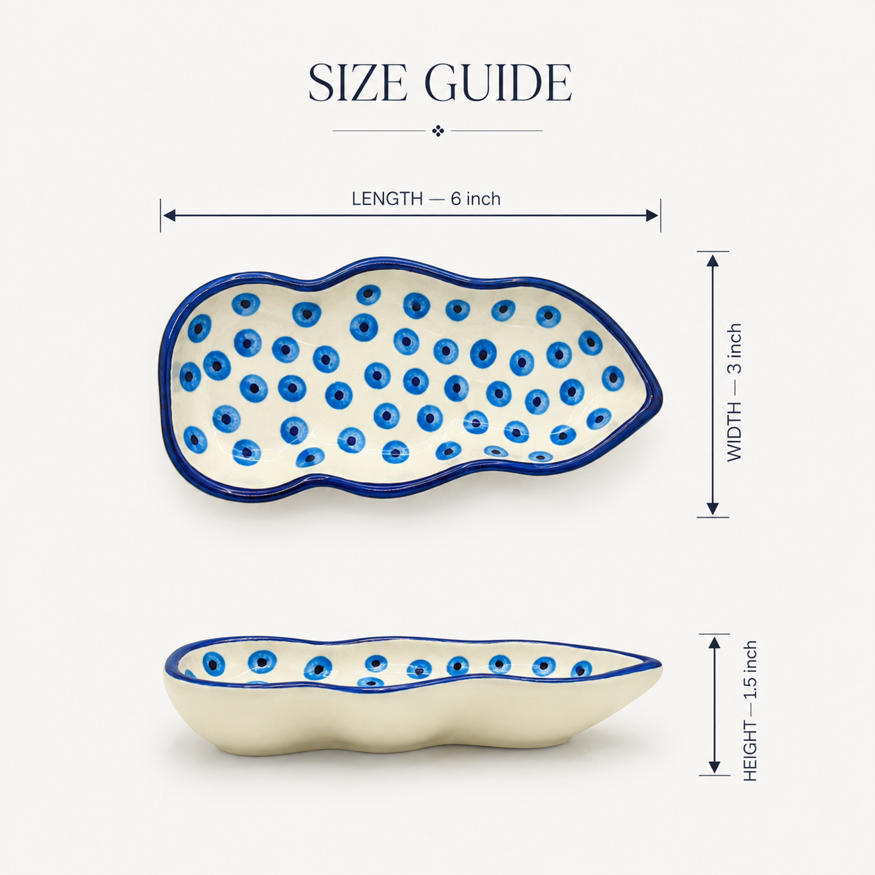 Blue Evil Eye Ceramic Serving Platter | Nazar Design Snack, Dry Fruit & Appetizer Dish