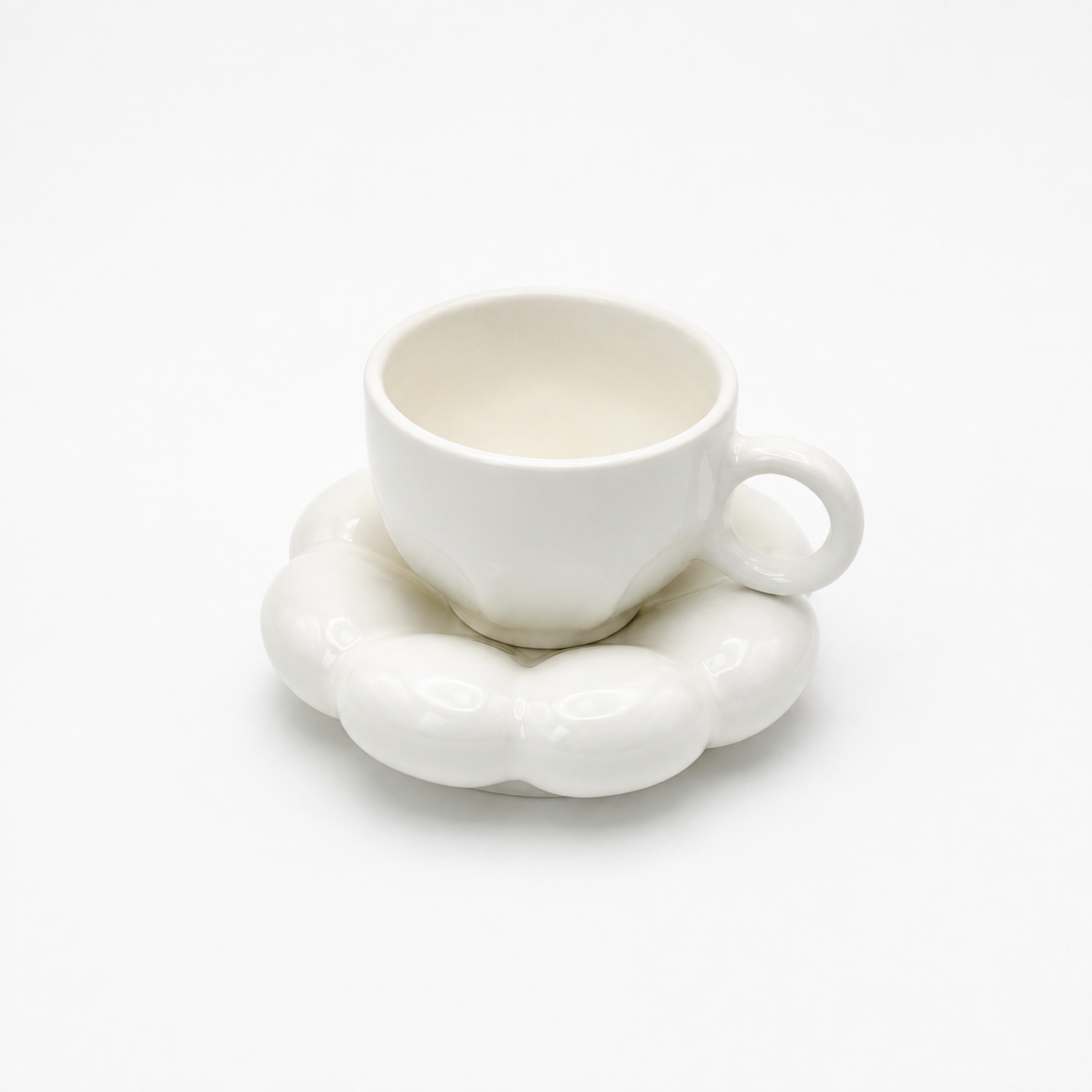 Bubble Ceramic Cup & Saucer Set | Minimalist Coffee & Tea Cup