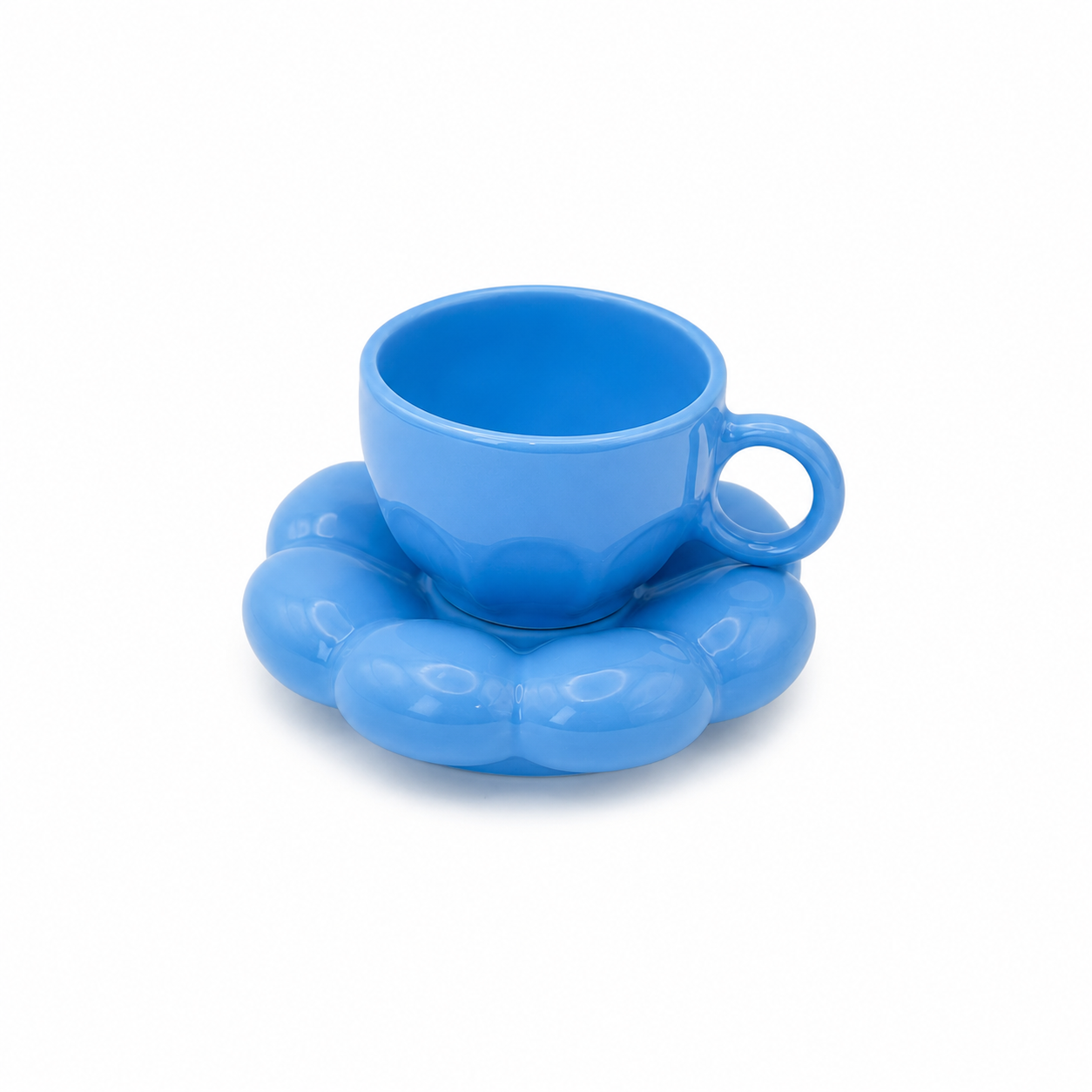 Bubble Ceramic Cup & Saucer Set | Minimalist Coffee & Tea Cup