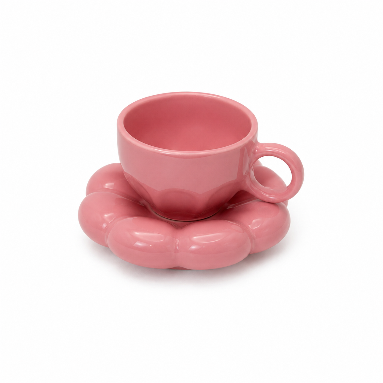Bubble Ceramic Cup & Saucer Set | Minimalist Coffee & Tea Cup