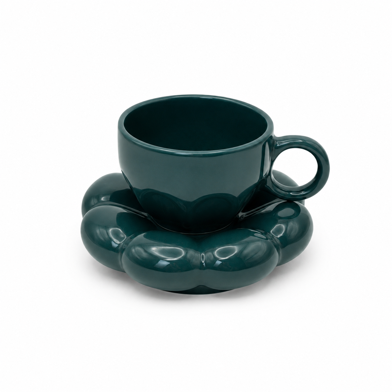 Bubble Ceramic Cup & Saucer Set | Minimalist Coffee & Tea Cup