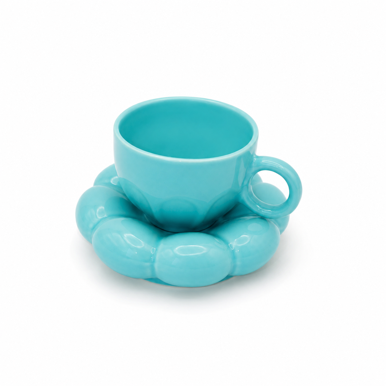 Bubble Ceramic Cup & Saucer Set | Minimalist Coffee & Tea Cup