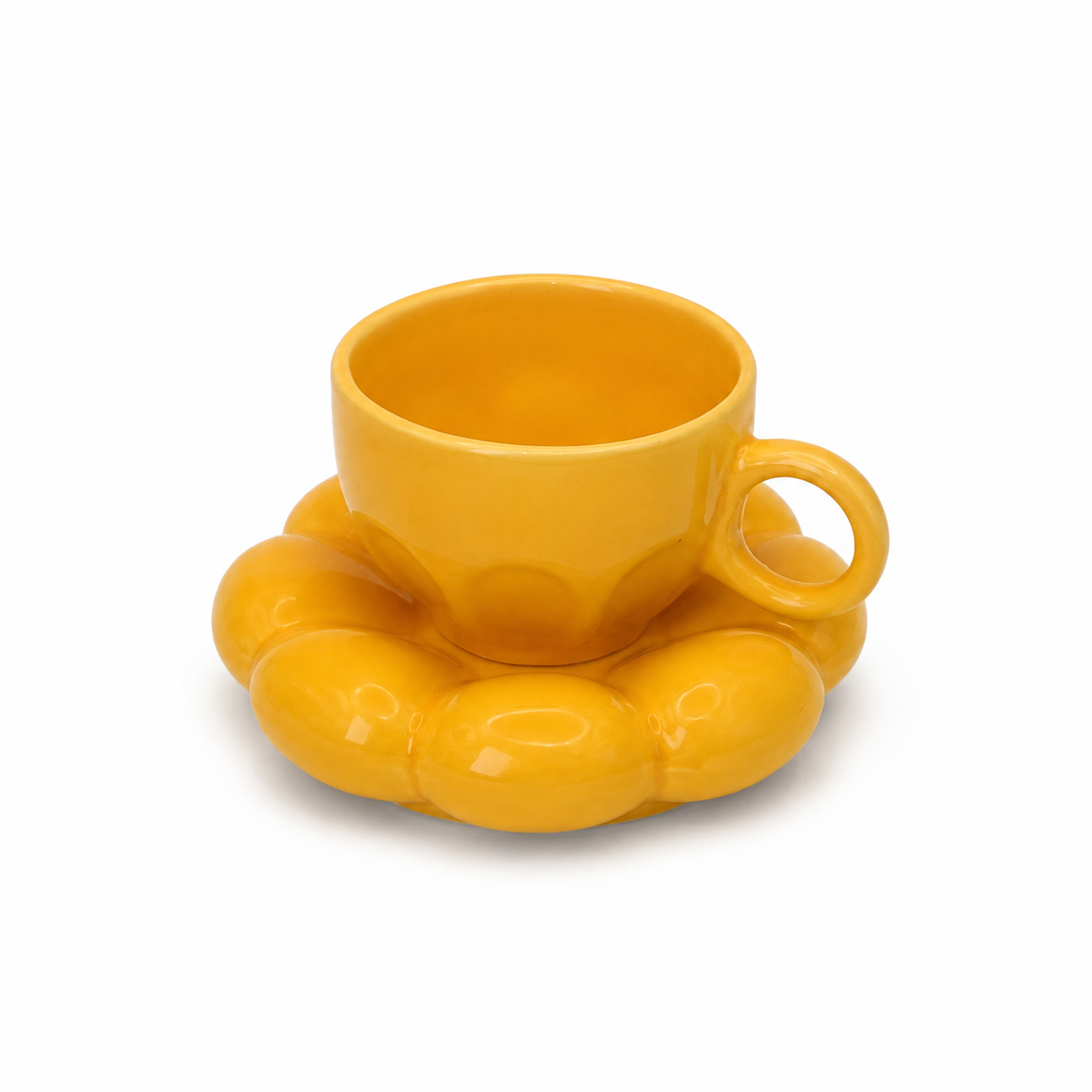 Bubble Ceramic Cup & Saucer Set | Minimalist Coffee & Tea Cup