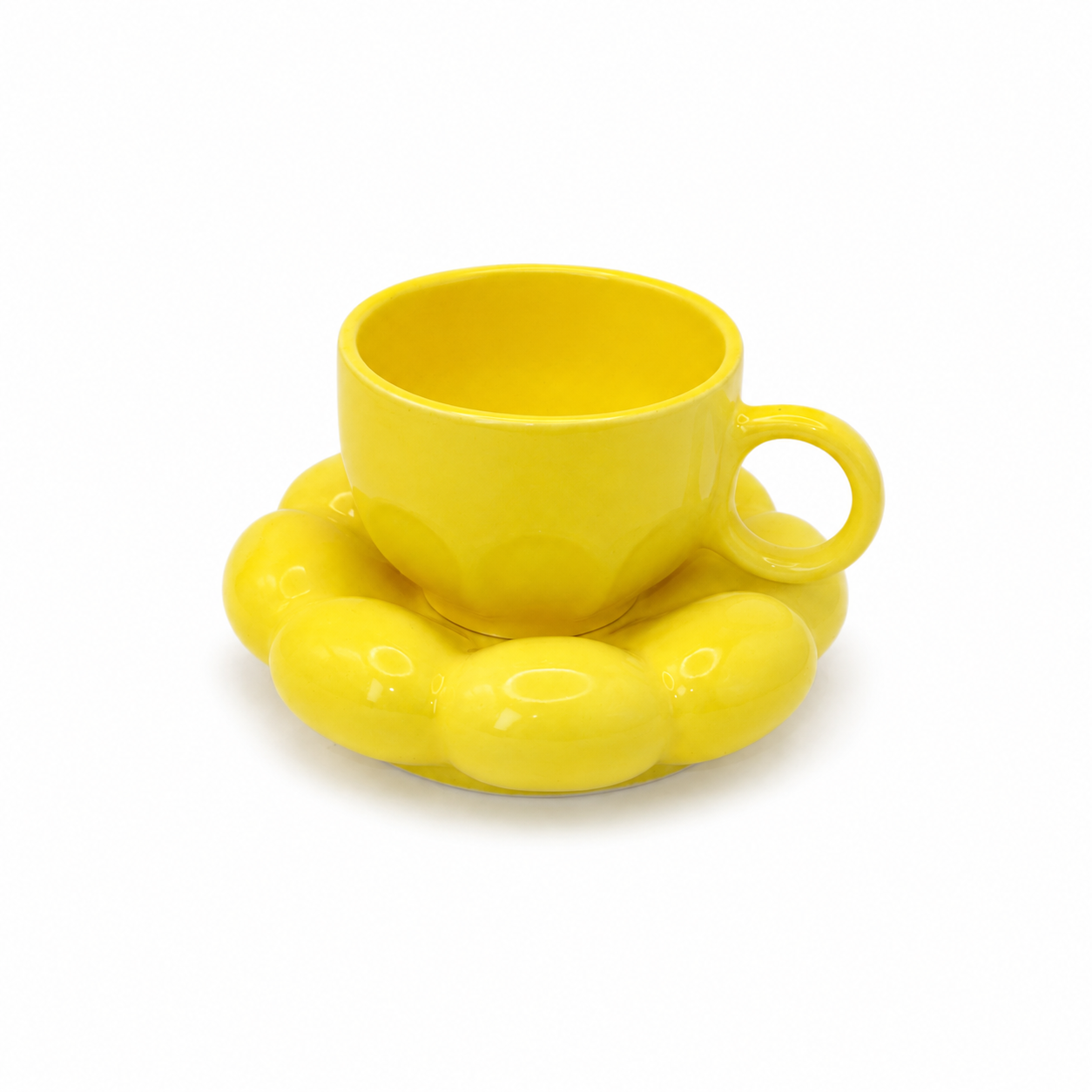 Bubble Ceramic Cup & Saucer Set | Minimalist Coffee & Tea Cup