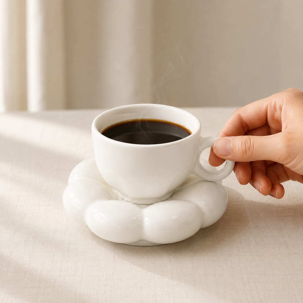 Bubble Ceramic Cup & Saucer Set | Minimalist Coffee & Tea Cup