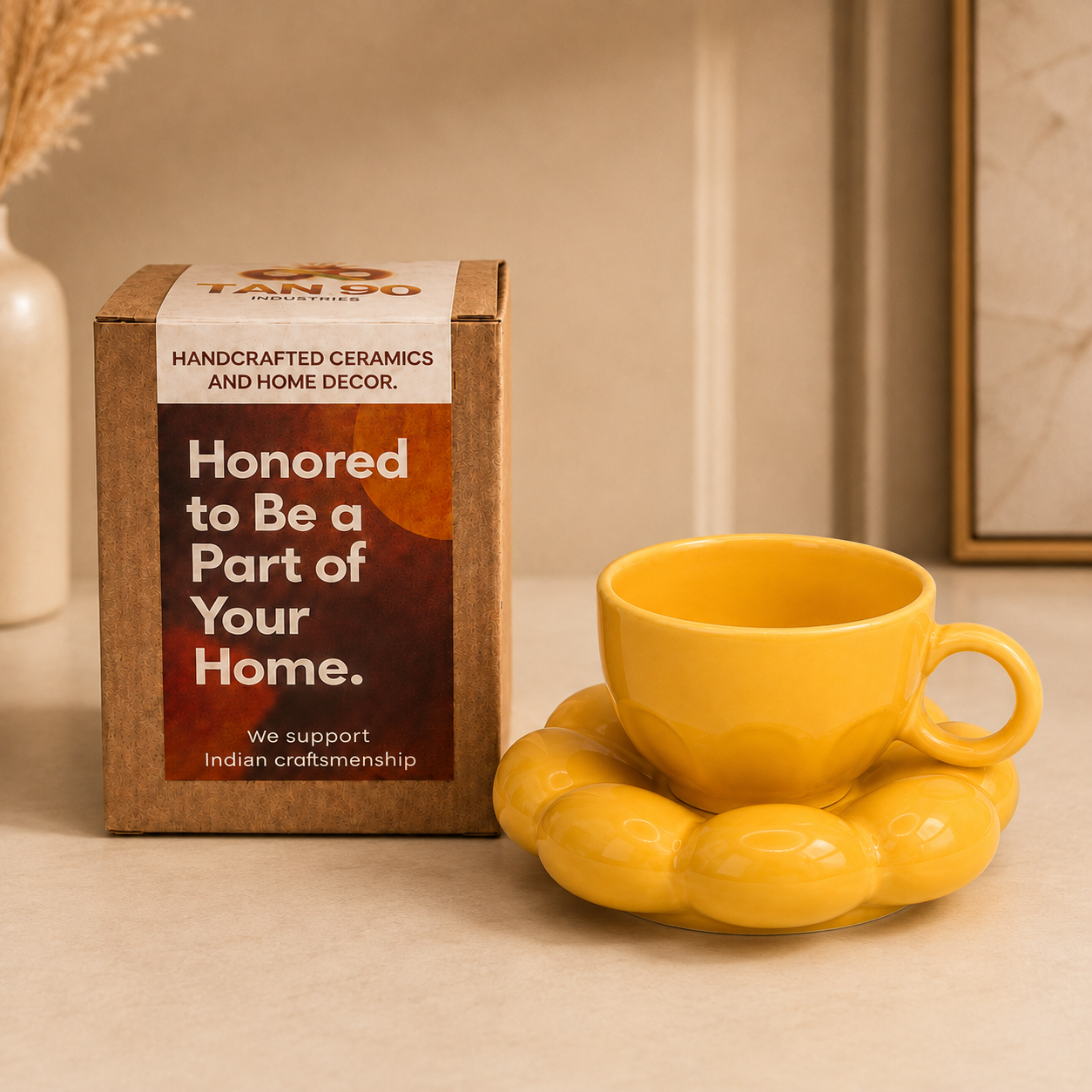 Bubble Ceramic Cup & Saucer Set | Minimalist Coffee & Tea Cup