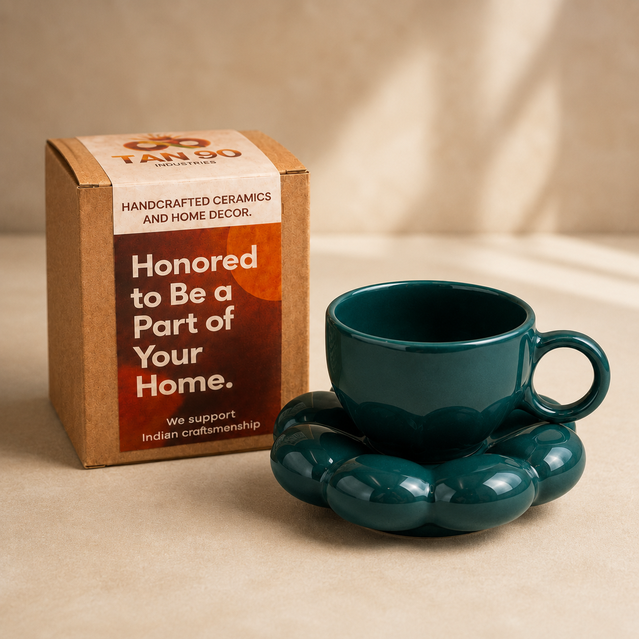 Bubble Ceramic Cup & Saucer Set | Minimalist Coffee & Tea Cup