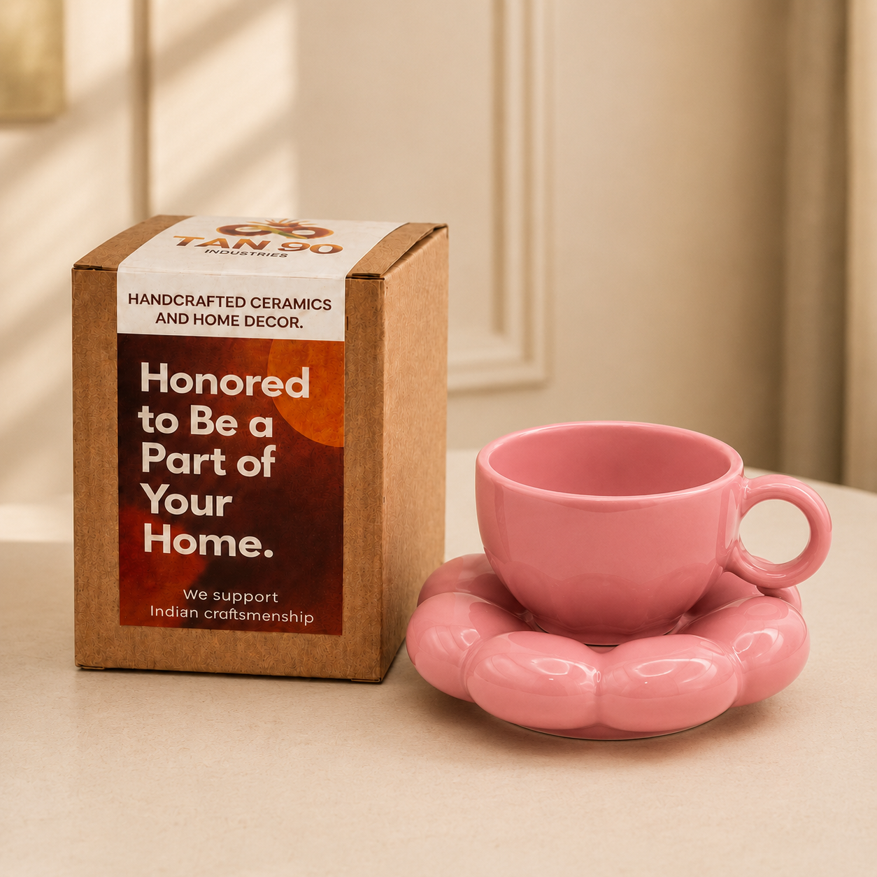 Bubble Ceramic Cup & Saucer Set | Minimalist Coffee & Tea Cup