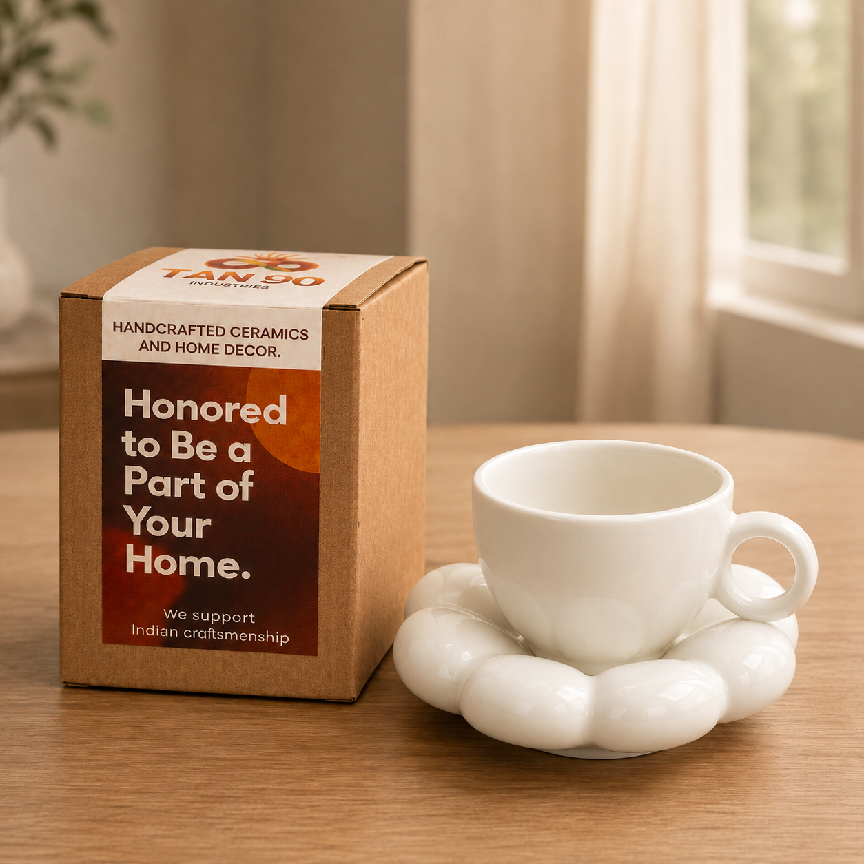 Bubble Ceramic Cup & Saucer Set | Minimalist Coffee & Tea Cup