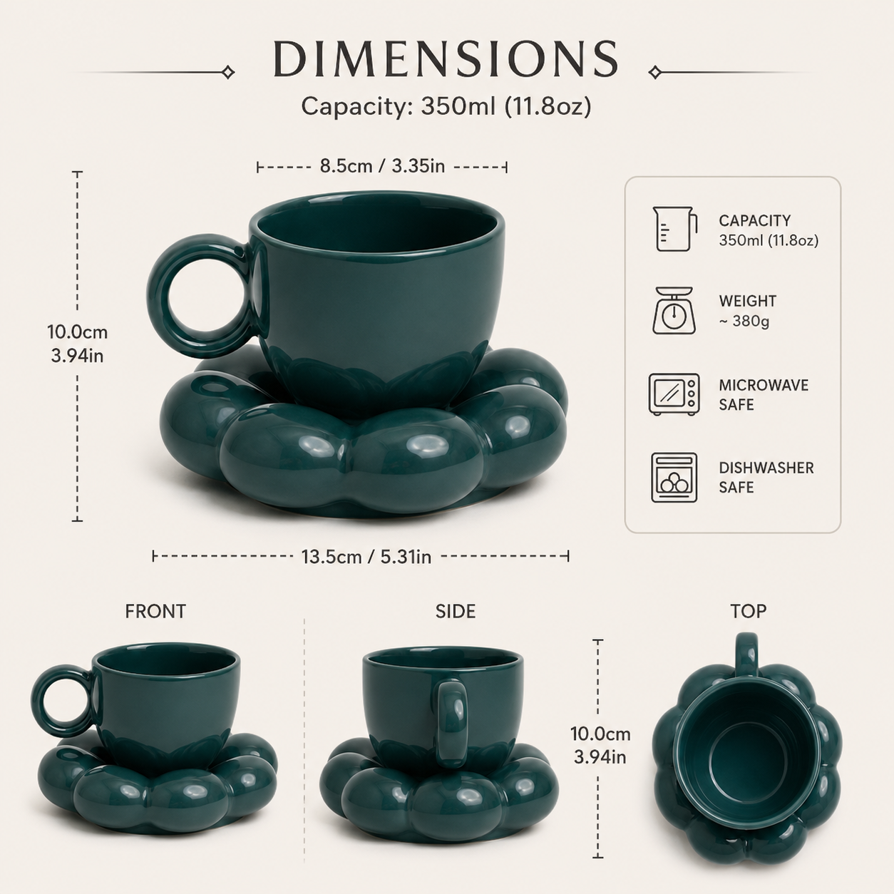 Bubble Ceramic Cup & Saucer Set | Minimalist Coffee & Tea Cup