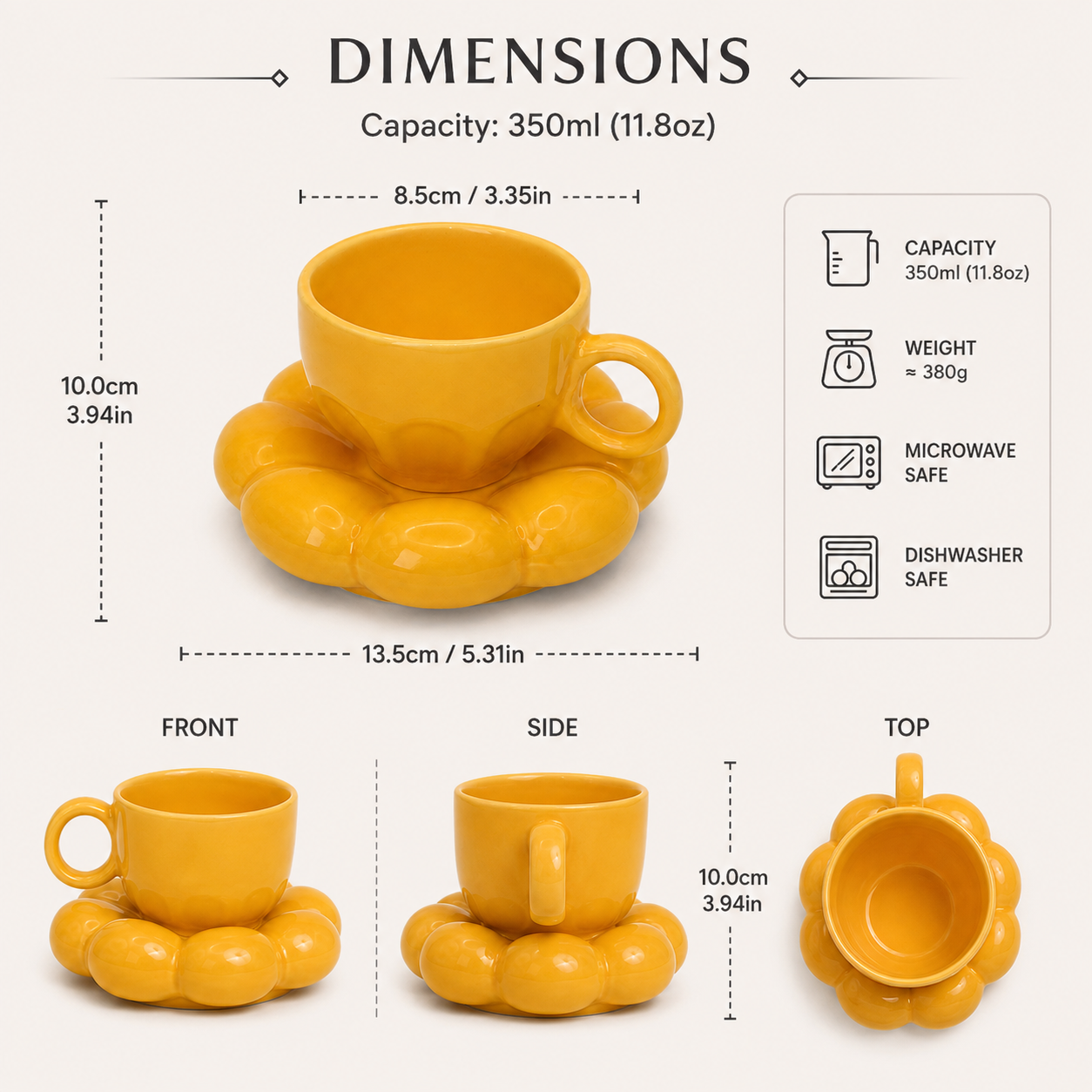 Bubble Ceramic Cup & Saucer Set | Minimalist Coffee & Tea Cup