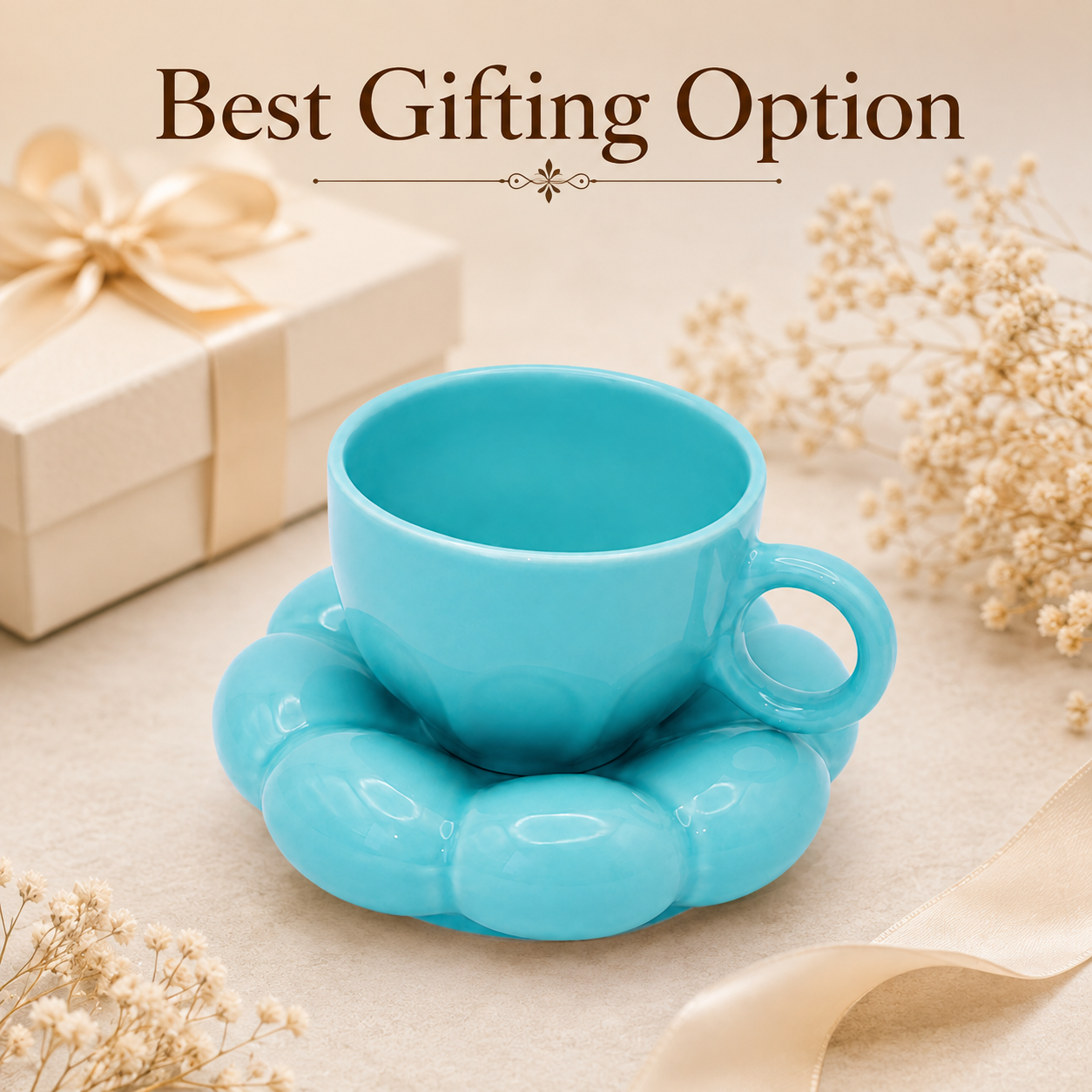 Bubble Ceramic Cup & Saucer Set | Minimalist Coffee & Tea Cup