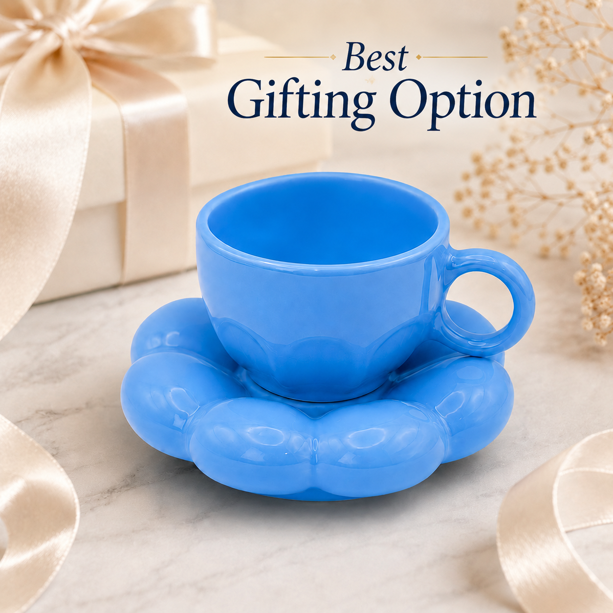 Bubble Ceramic Cup & Saucer Set | Minimalist Coffee & Tea Cup