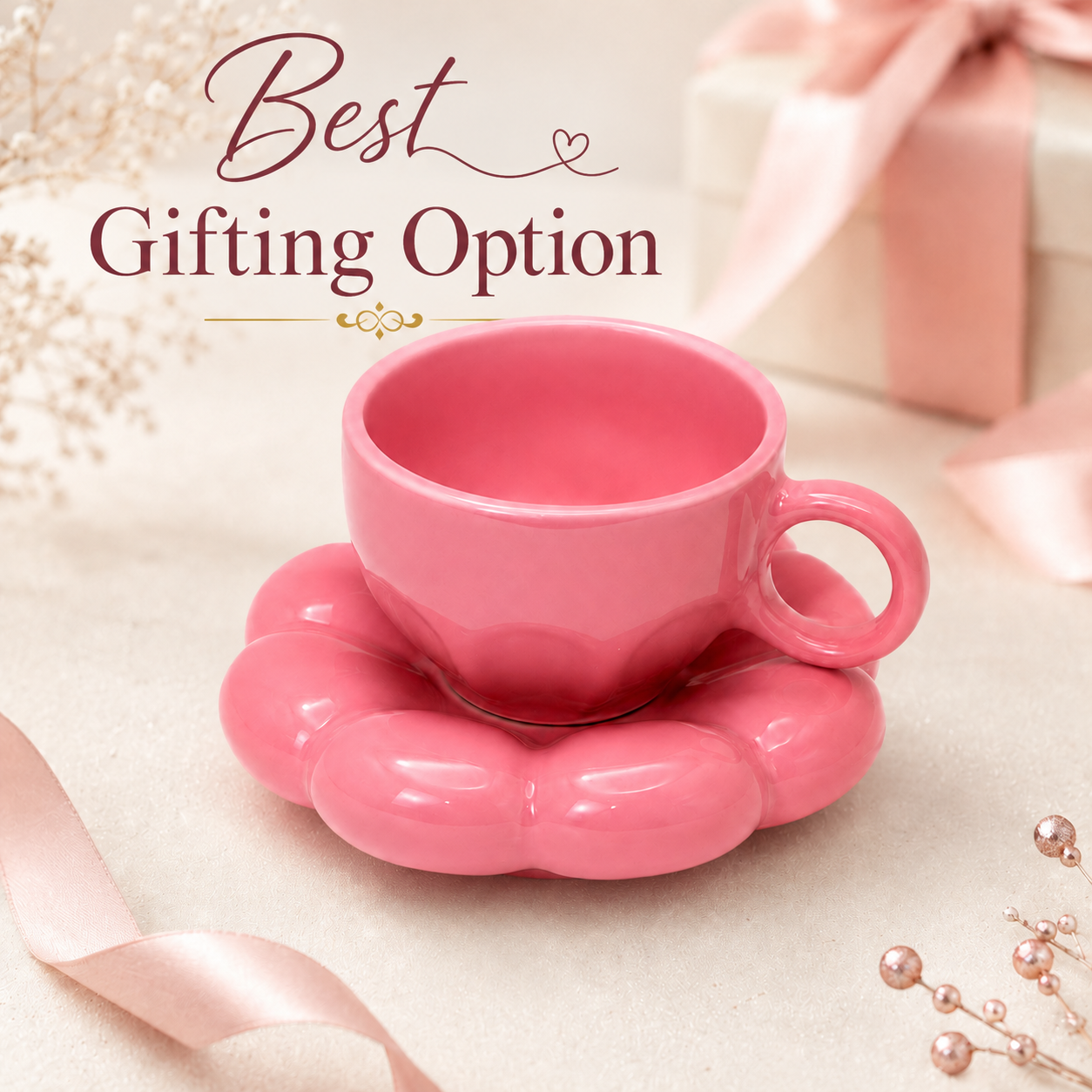 Bubble Ceramic Cup & Saucer Set | Minimalist Coffee & Tea Cup