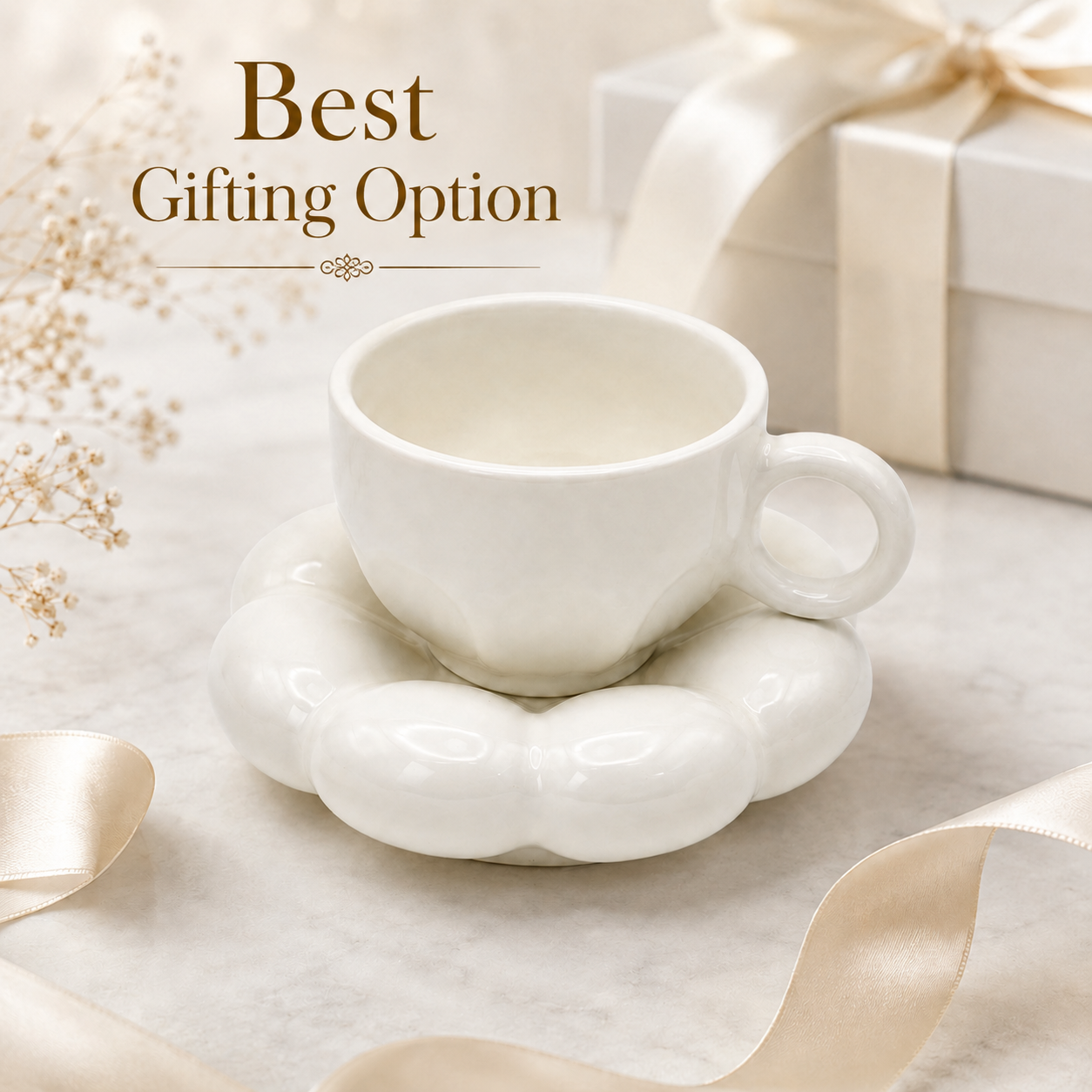 Bubble Ceramic Cup & Saucer Set | Minimalist Coffee & Tea Cup