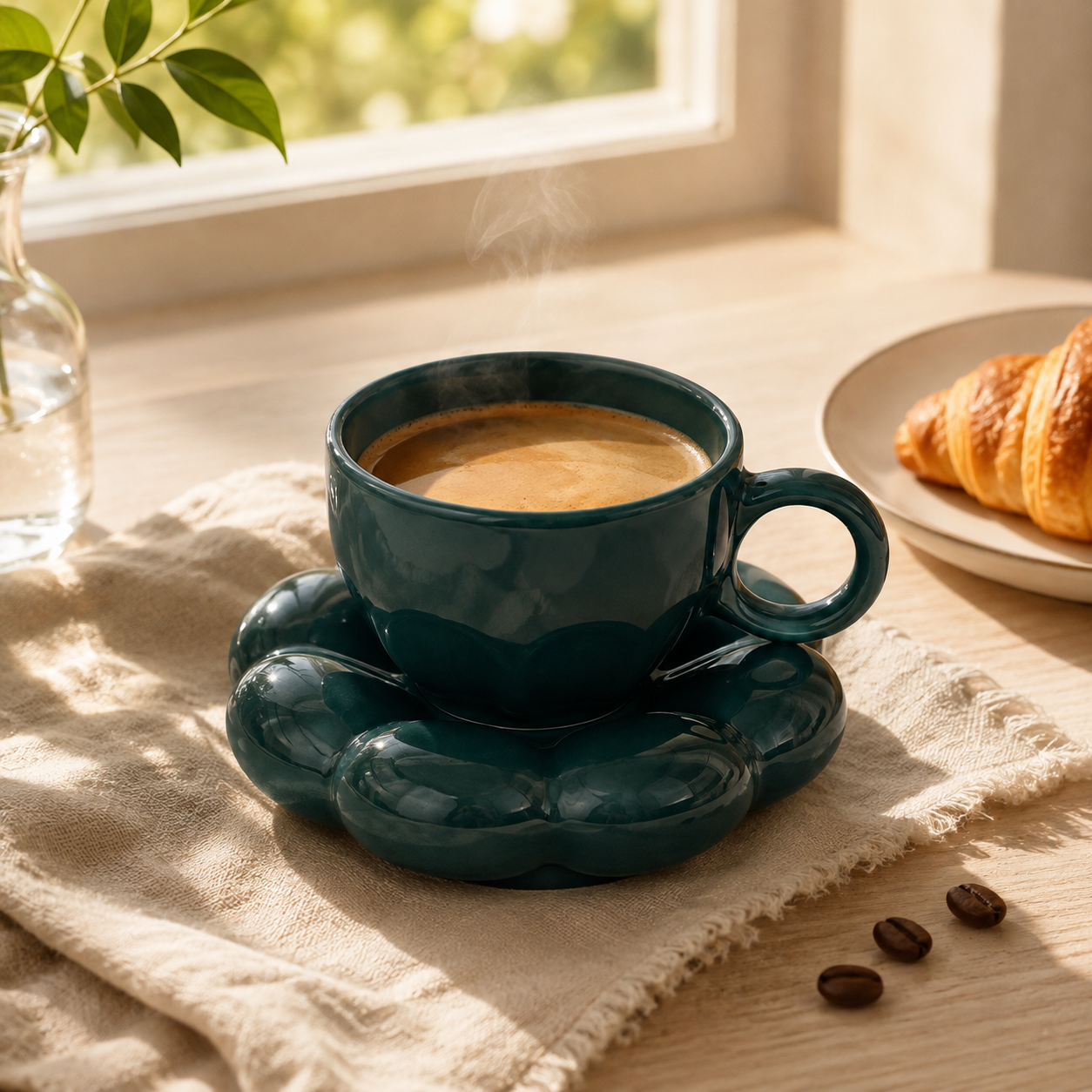 Bubble Ceramic Cup & Saucer Set | Minimalist Coffee & Tea Cup