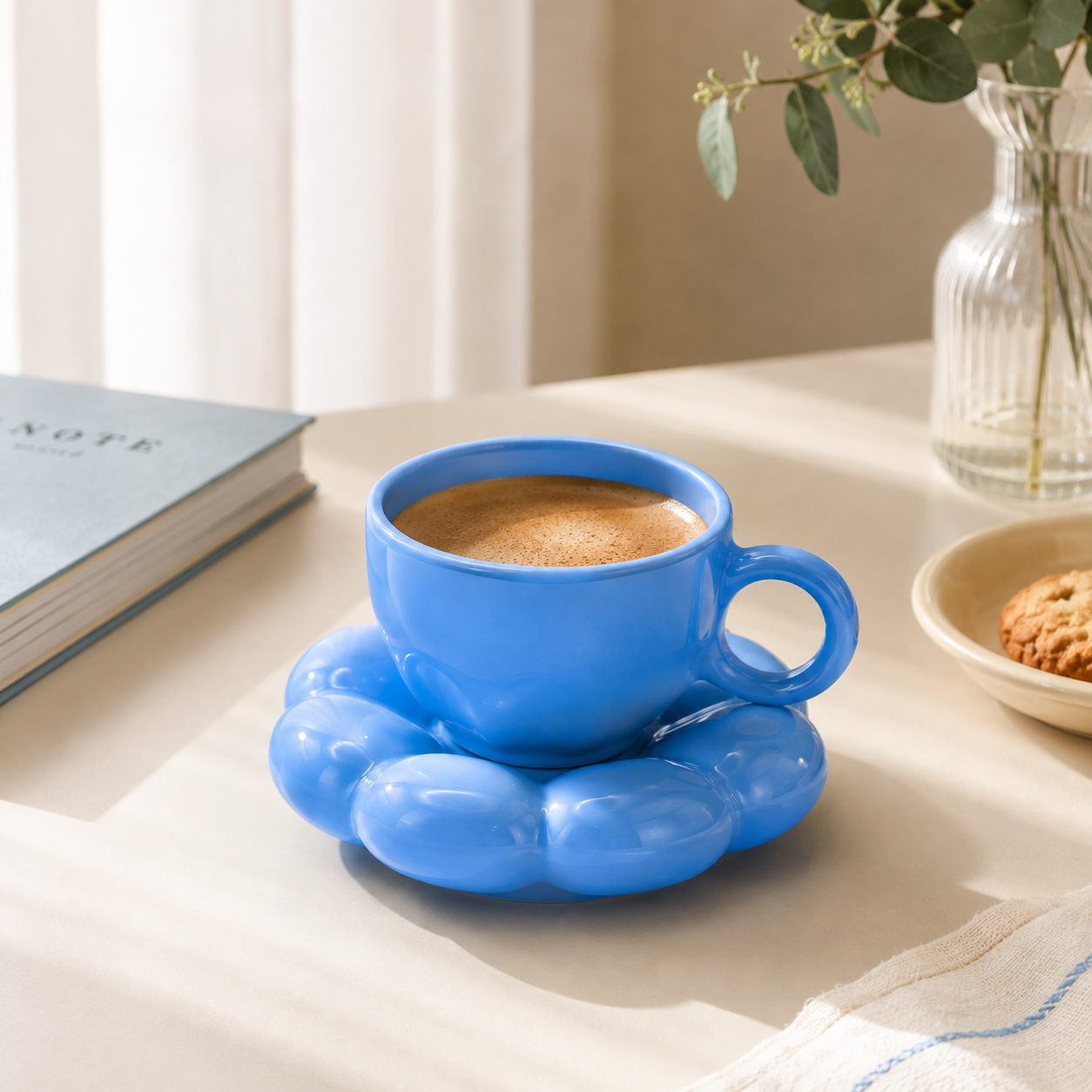 Bubble Ceramic Cup & Saucer Set | Minimalist Coffee & Tea Cup