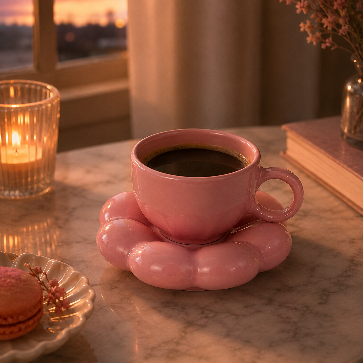 Bubble Ceramic Cup & Saucer Set | Minimalist Coffee & Tea Cup