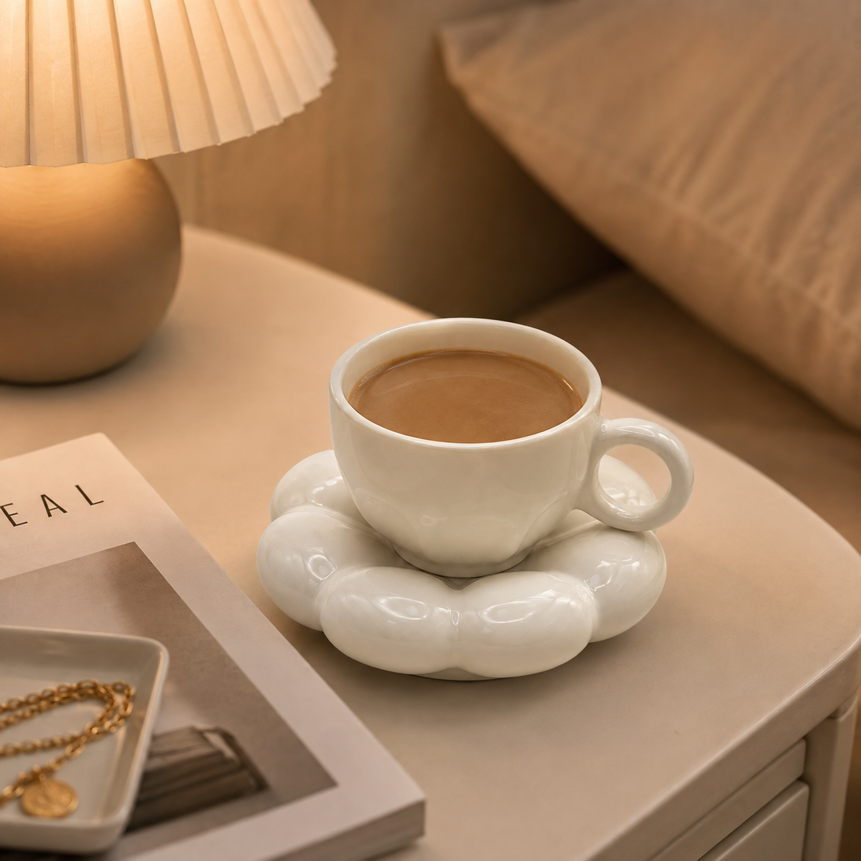 Bubble Ceramic Cup & Saucer Set | Minimalist Coffee & Tea Cup