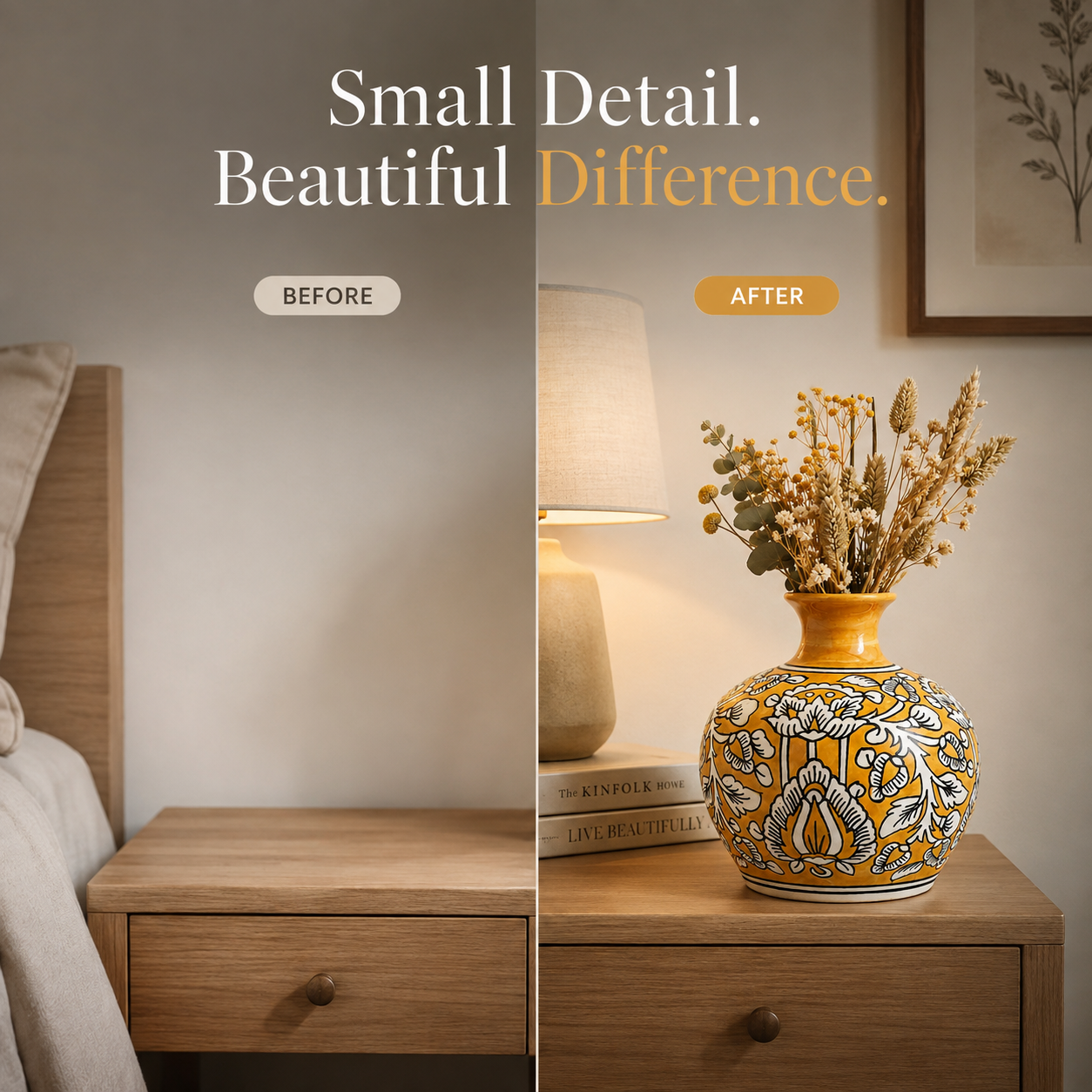Golden Bloom Mustard Yellow Ceramic Flower Vase
