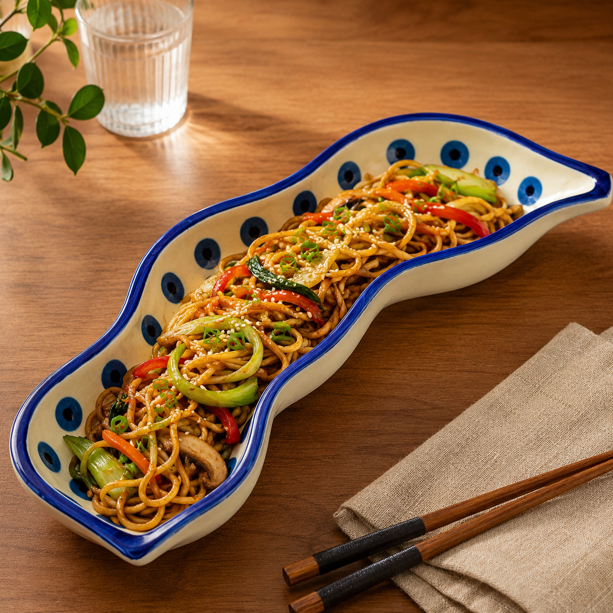 Blue Evil Eye Ceramic Serving Platter | Nazar Design Snack, Dry Fruit & Appetizer Dish
