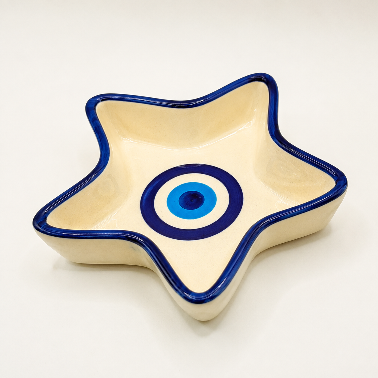 Evil Eye Star Shaped Ceramic Bowl | Blue Nazar Decorative Snack & Serving Bowl