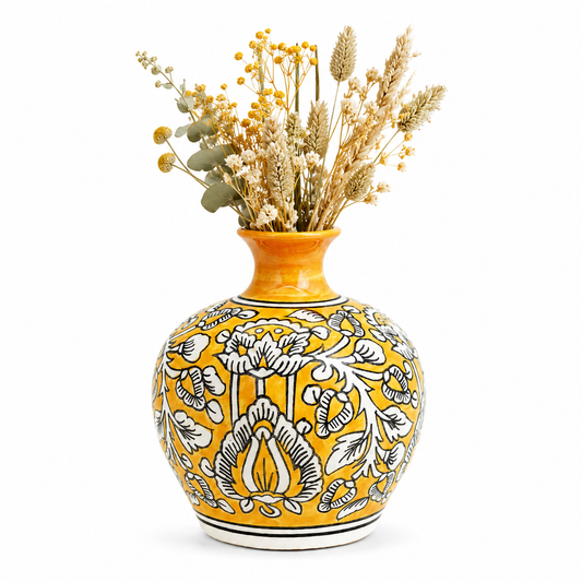 Golden Bloom Mustard Yellow Ceramic Flower Vase