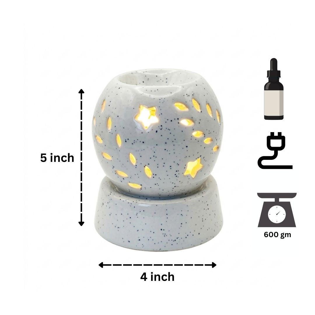 White Aroma Lamp with Star Pattern