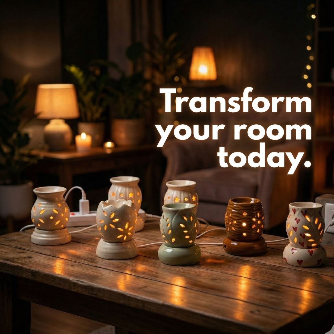 White Aroma Lamp with Star Pattern