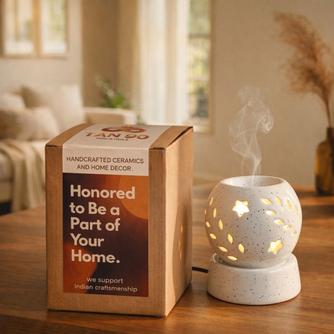 White Aroma Lamp with Star Pattern